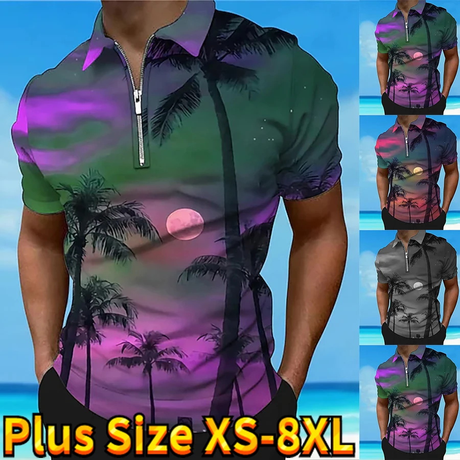 

2023 Summer Slim Breathable Polo Shirt Men's New Polo Shirt Fashion 3d Printing Casual T-shirt Lapel Zipper Short Sleeve Top