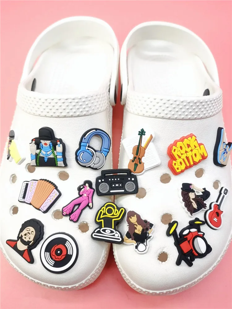 Rock Music Design PVC Shoe Charms Clog Buckle Accessories Funny