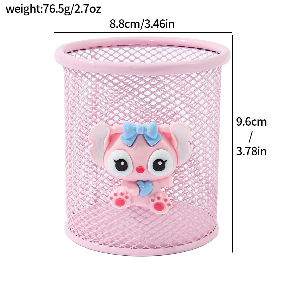 Stitch Iron Mesh Notebook Cup, Stitch Fans' Office and School Cute Desktop Stationery Pen Holder Pencil Box 6