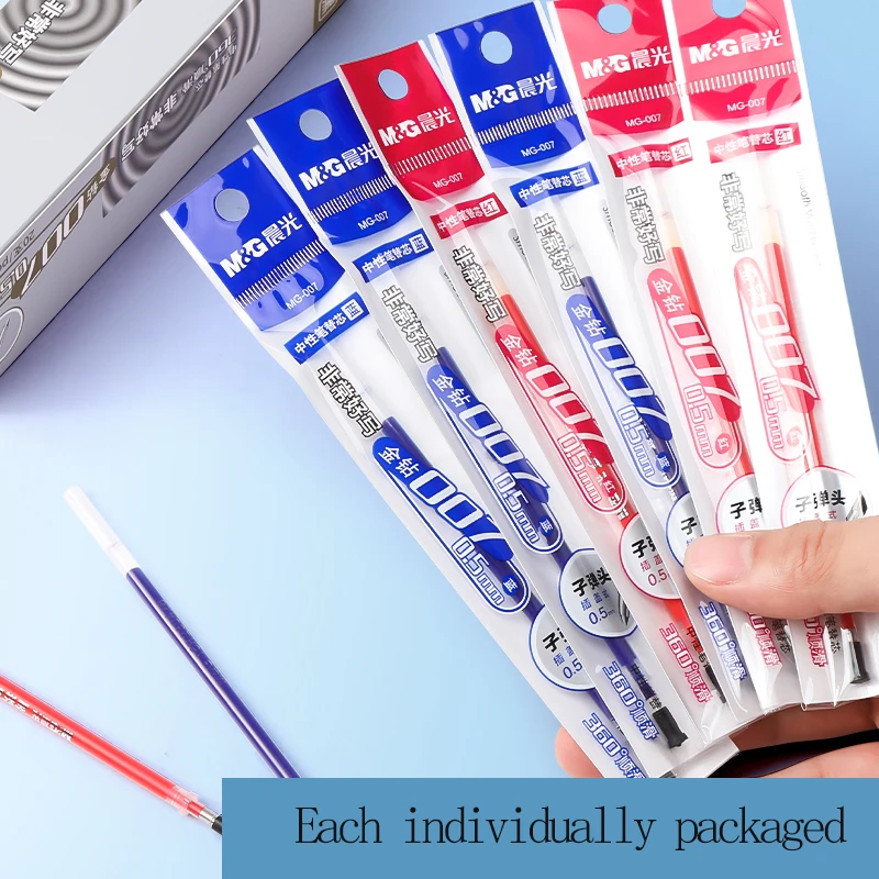 M&G 0.5mm Tapered Pen Refill for Twist-Top Gel Pens - Black Red Blue Ideal for Students And Office Supplies