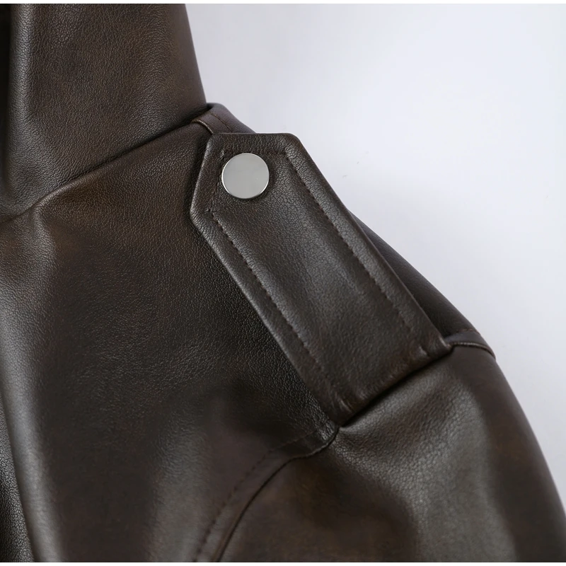 2026 Spring Women's Cropped PU Leather Jacket Stand Collar Long Sleeve Zipper Jackets Fashion Lady Retro Moto Biker Coat Outwear