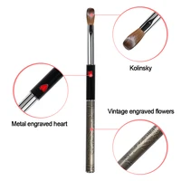 ANGNYA #8 #10 Kolinsky Hair Sable Acrylic Nail Brush Antique Style With Red Heart Metal Handle Nail Art Brushes Manicure Tools 2
