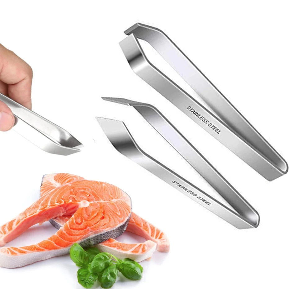 Fish Bone Tweezers 1 set Kitchen Stainless Steel Pincer Clip Puller Remover Fish Bone Plucking Clamp Kitchen Accessories fish bone tweezers kitchen tweezers