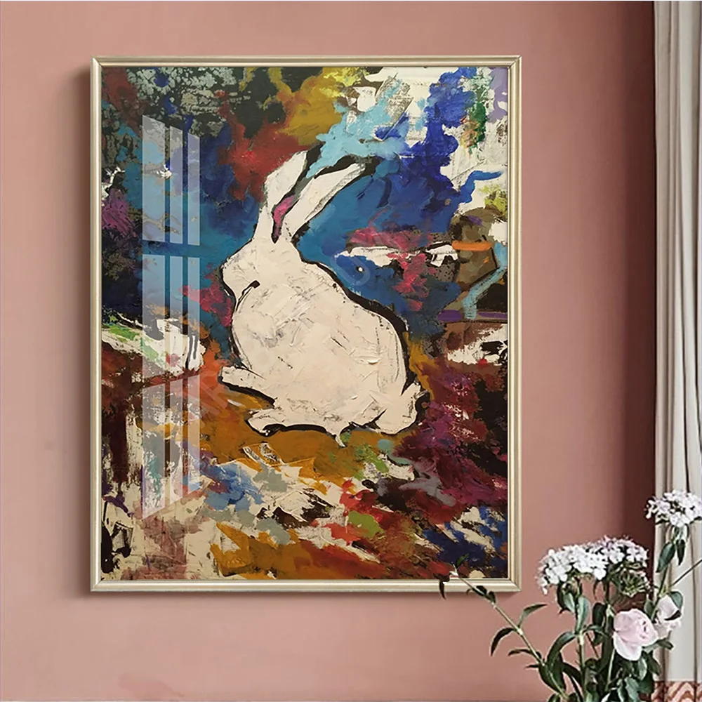 

Safyanova Elizabeth Art Print Poster Stay With Us Canvas Painting Animal Rabbit Wall Picture Modern Decor