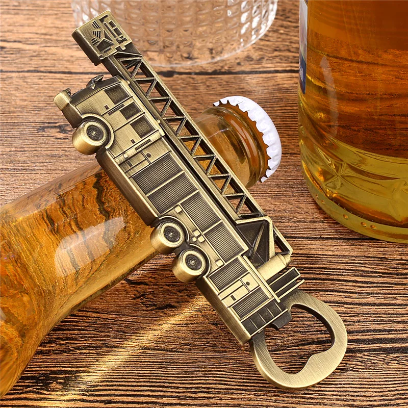 Kreatives Feuerwehrauto-Design, Metall-Bieröffner, Flaschenöffner, Küche, Club, Party, Barzubehör, Gadget, Hochzeitszubehör, Geschenk mit Tasche – Detail 2