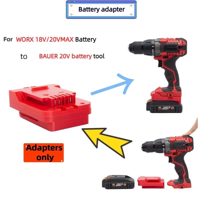 Battery Converter Adapter For WORX 18V/20VMAX Battery TO For BAUER 20V Battery Cordless Drill Tool (Only Adapter)