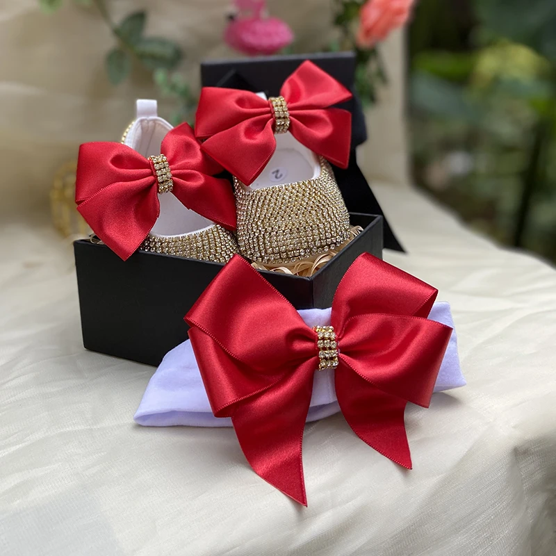 Dollbling Newborn Photography Baby Girl Royal Crown Personalized Gift Nursery Deco Bling Pink Rhinestone Shoes Headband Set 5