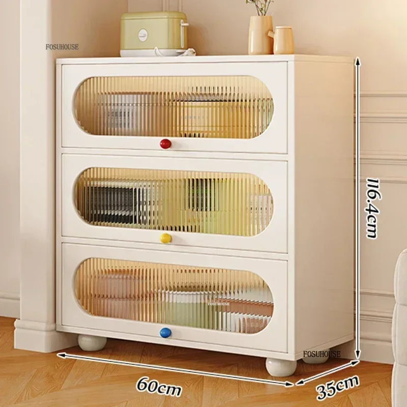 Solid Wood Kitchen Cabinets Household Living Room Storage Cabinets Multi-functional Multi-layer Kitchen Pantry Cabinet N 6