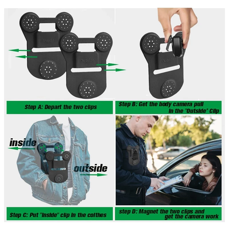Camera Holder Retail BK01 Body Camera Universal Strong Suction Magnet Mount with Wearable Clips