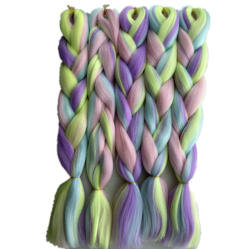Pervado Hair Synthetic Jumbo Braiding Hair Bulk Blend Candy Mixes Color Crochet Braids 24" 100g Festival Braids