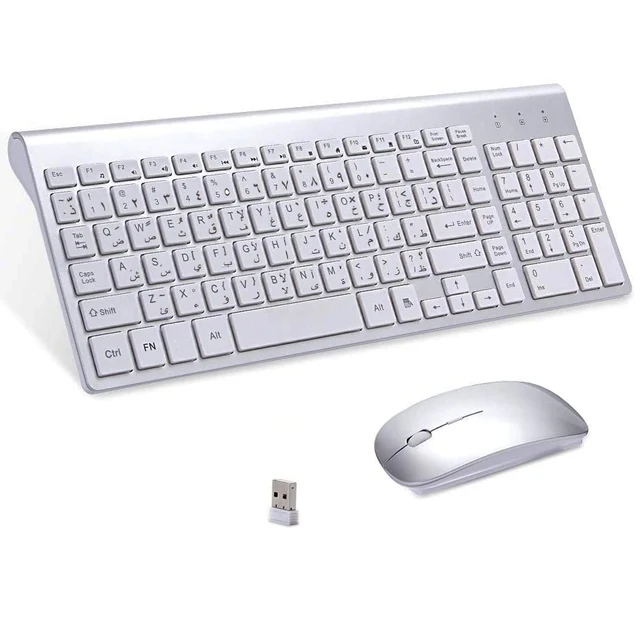 Arabic & English characters Ultra-thin Business Wireless Arabic keyboard and mouse combo low noise Mice for Office Notebook