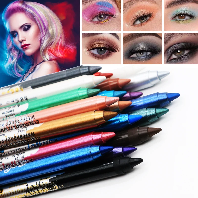 Colorful Long-lasting Eyeliner Pencil Waterproof Quick-dry No Blooming Blue Pink Eye Liner Pen Eyes Makeup Cosmetics Tools eyeliner pencil