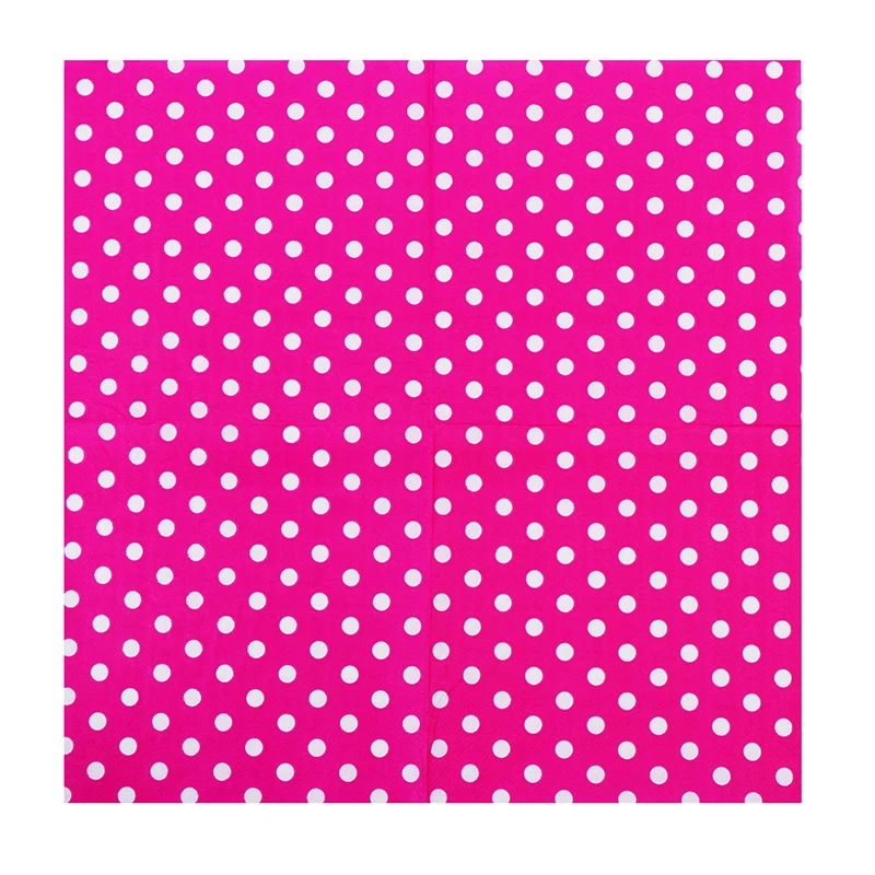 20pcs/Pac 33*33cm 2-Ply Colourful Printed Napkins Six Colour Polka Dot Folded Napkins All Party Placemats