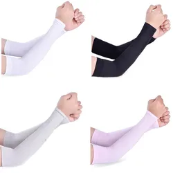 Fashion Sun UV Protection Arm Sleeve Breathable Unisex Driving Half Finger Arm Sleeves Summer Ice Silk Sunscreen Long Gloves