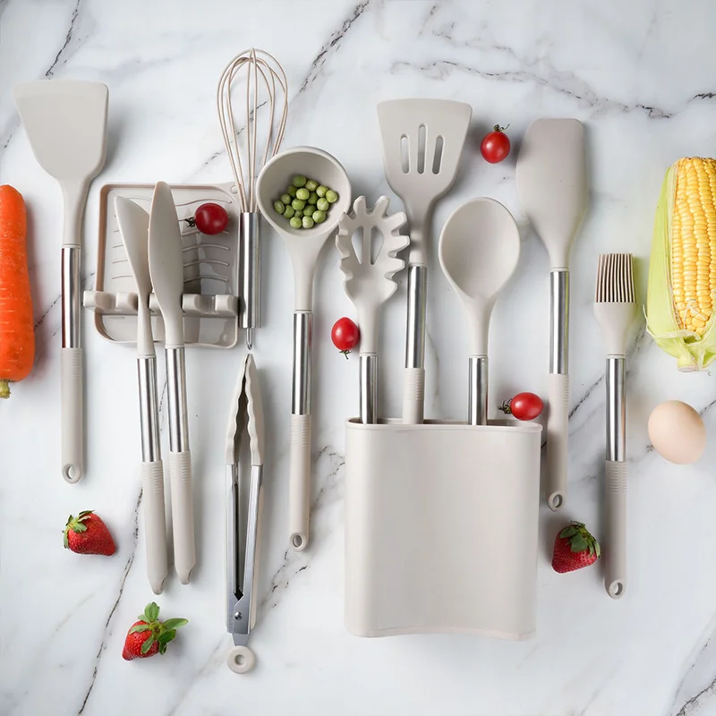 13 Silicone kitchen utensils, nonstick cookware sets, cookware spatulas, blenders, shovels, stainless steel handles, kitchen too
