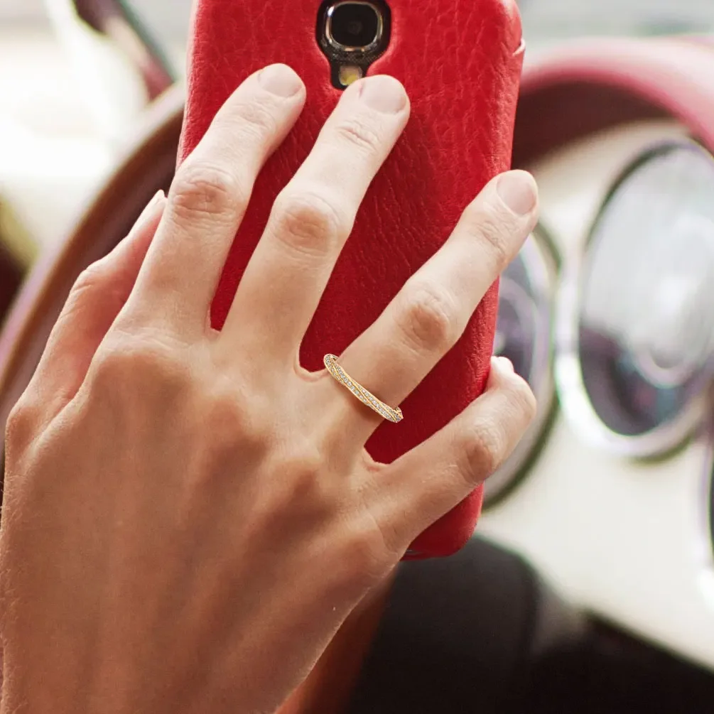 Moissanite Wedding Band 14K Yellow Gold Plated 925 Sterling Silver Twist Eternity Rings For Women 2mm in Width