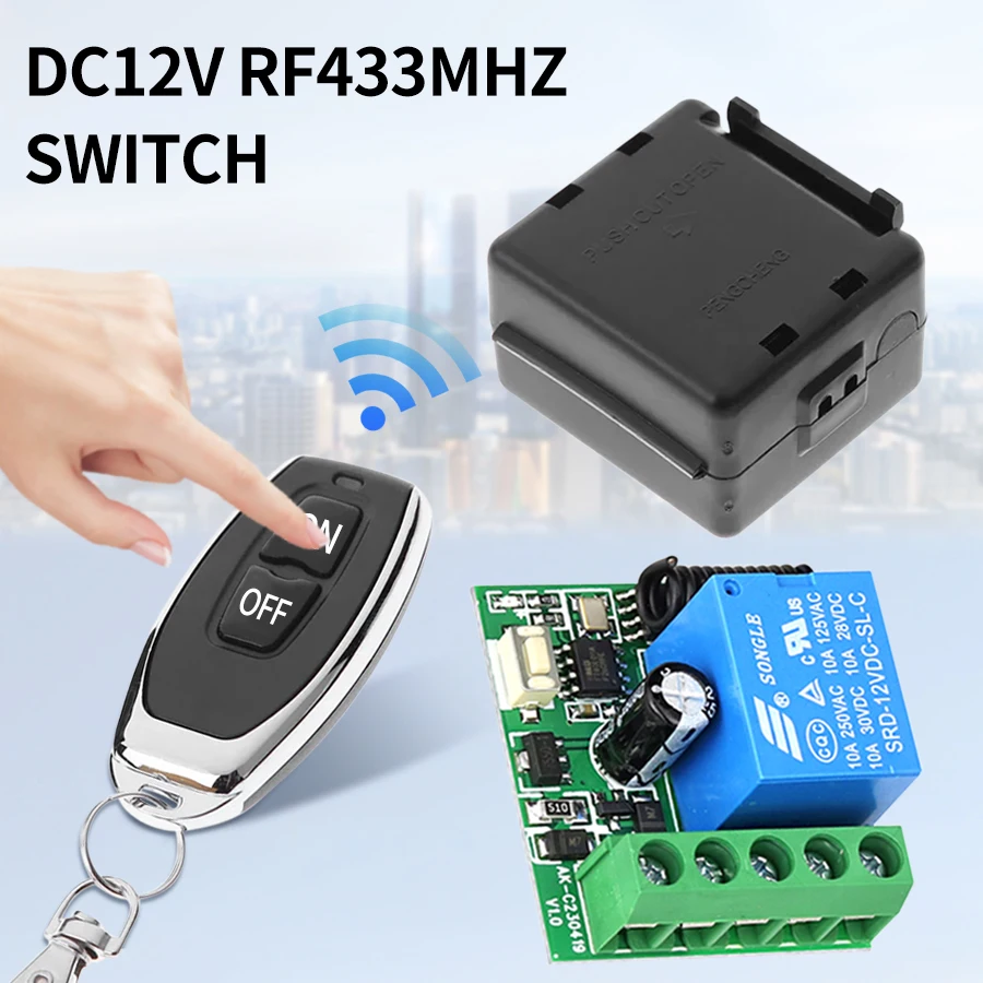 RF 433Mhz Wireless Light Switch DIY Module DC12V 1CH 10A Relay Receiver Transmitter Remote Control for Door Electromagnetic Lock