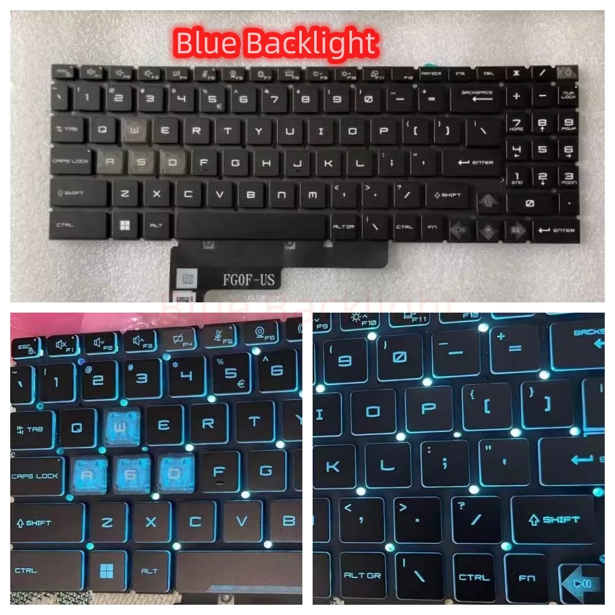 Teclado Retroiluminado Azul dos Eua Nova Chave para Msi Katana 17 B12vek B12vfk B12vgk B13vek B13vfk Ms17l5 - Imagem 3