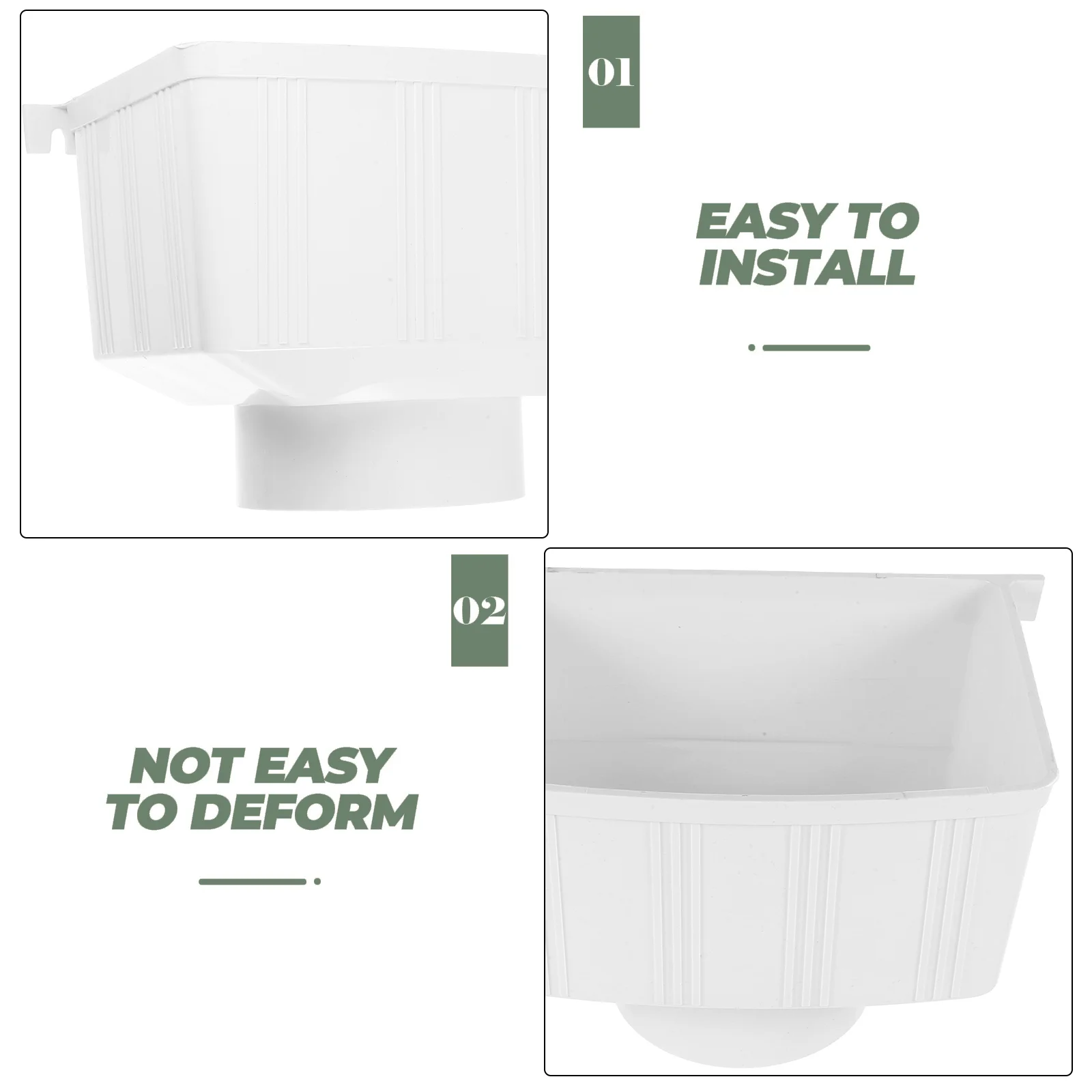 PVC Square Downspout Drain Pipe Rectangular Rain Gutter Diverter Water Catching Collection System for Villa Lasting