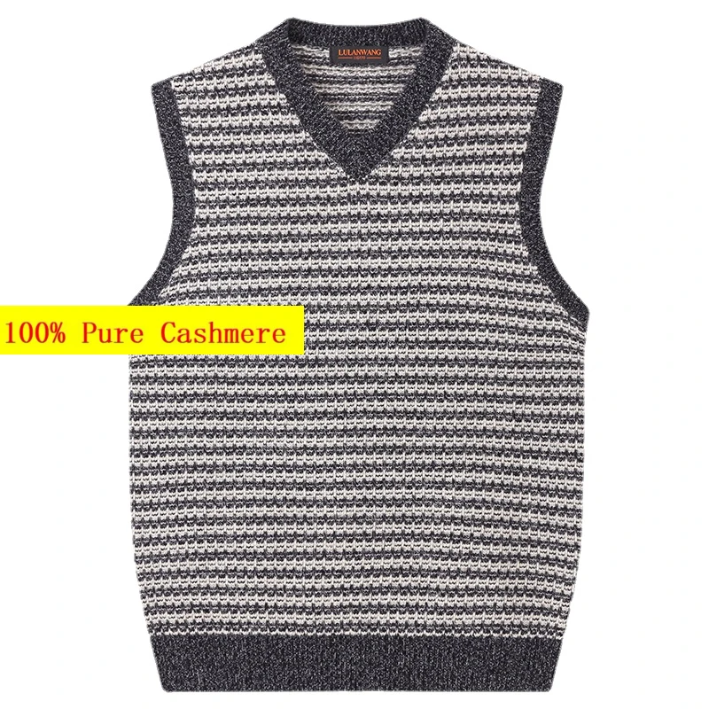 

New Arrival Autumn Winter Pure Cashmere Men's Tank Top Chicken Pattern Knitted Vest Casual Thickened Sweater Size XS-3XL 4XL 5XL