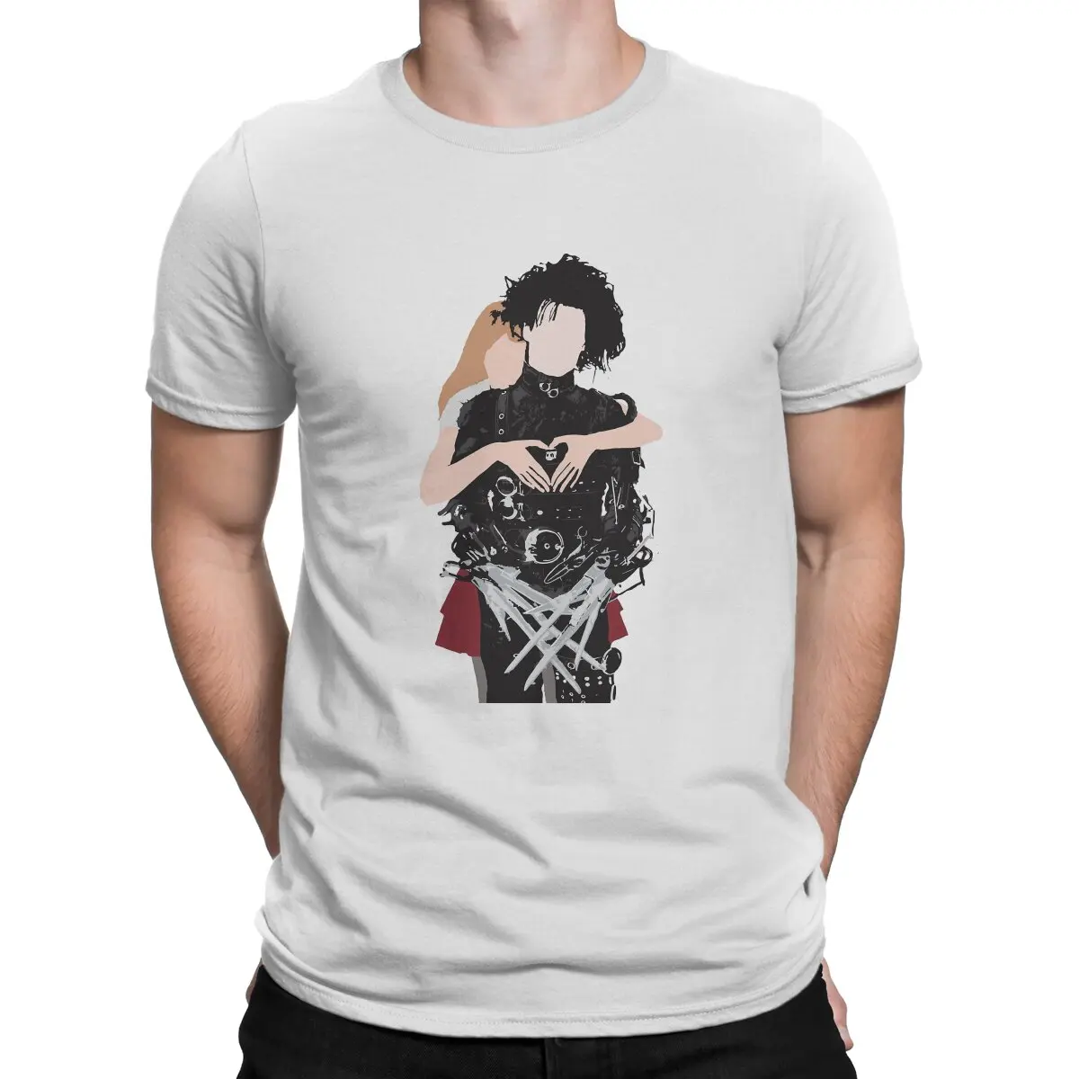 thumbnail image 1 of Camisetas para hombre con estampado de corazón, camisetas novedosas de algodón, camiseta de manga corta de Eduardo Manostijeras, ropa de cuello redondo, idea de regalo, 1 of 7