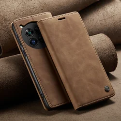Luxury Retro Matte Leather Phone Case - Shockproof Flip Wallet Stand with Card Holder for OnePlus 13 (Brown)