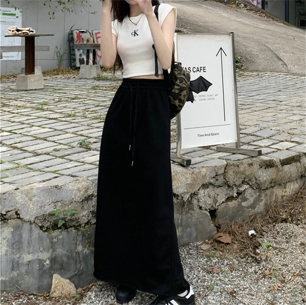 2023 Korean Autumn Skirts Women Solid Fashion Simple Preppy Style Casual Daily Spring New All-match Students Ankle Length Skirts 5