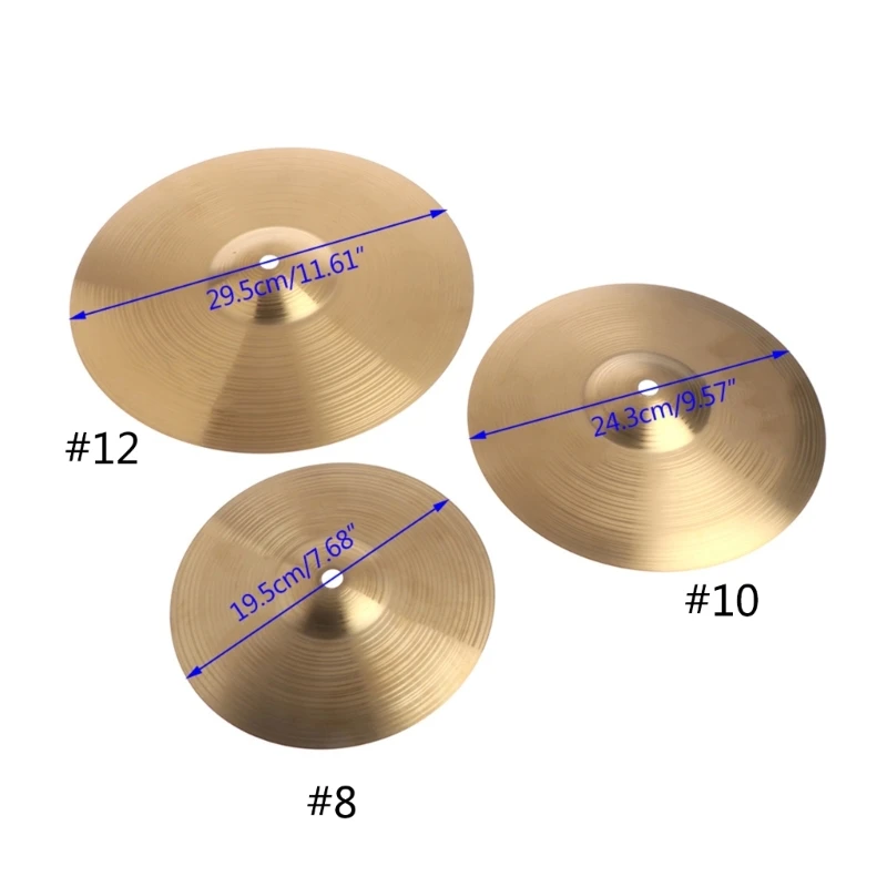 8/10/12 Inch Size Optional Brass Splash Crash Cymbal Drum Percussion Instruments