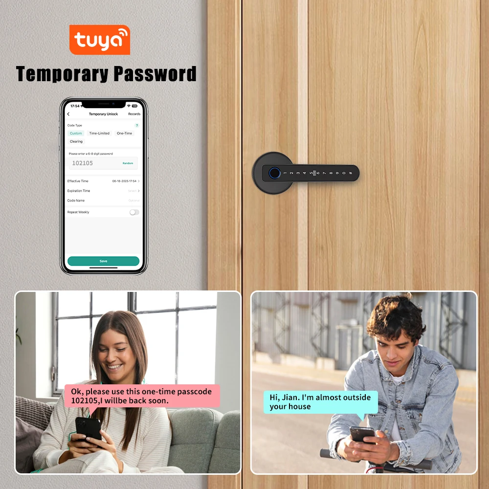 Bluetooth Smart Handle Lock,Tuya Fingerprint Door Lock Home Security Lock.
