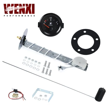 Universal 2" 52mm Fuel Level Gauge Car Vehicle Meter with Fuel Float Sensor White LED Light Black Shell Automotive Gauges 12V 1