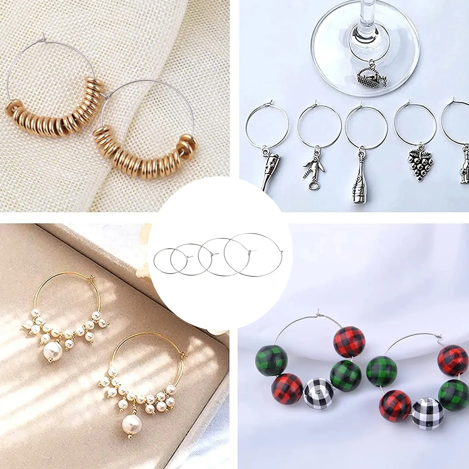 Metal Circles Drinking Glass Rings 200 pcs set Red Wine Goblet Handmade Identifiers Tags DIY Handbag Pendant Buckle Decoration