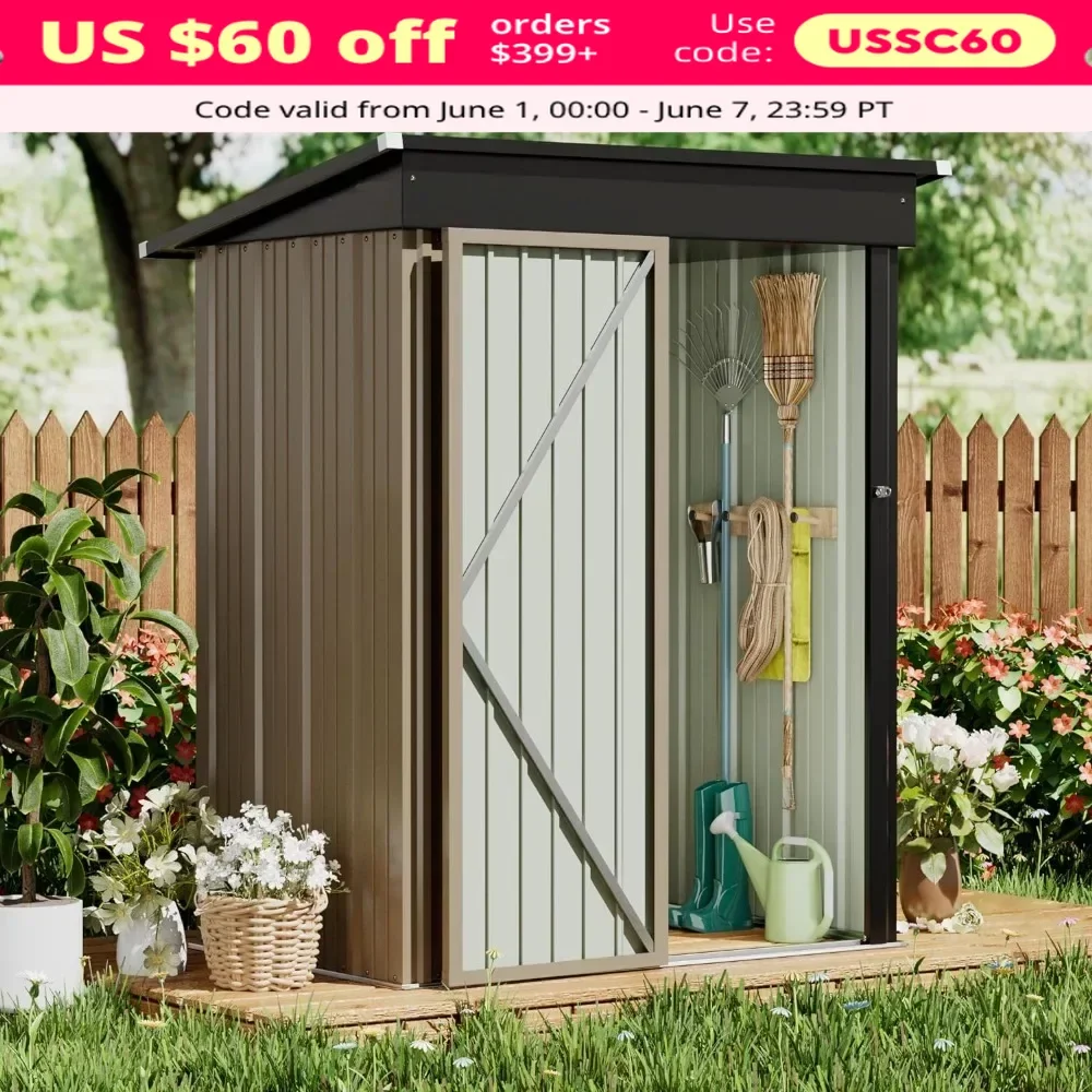 

Storage Shed, 5 X 3 FT Shed Outdoor Storage Sheds Metal Garden Shed with Lockable Door Waterproof Tool Sheds, Storage Shed