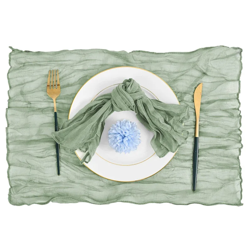 3PCS Green Napkins for Wedding Boho Gauze Table Napkins 50x50cm Serving Table Decor Dinner Towel Cocktail