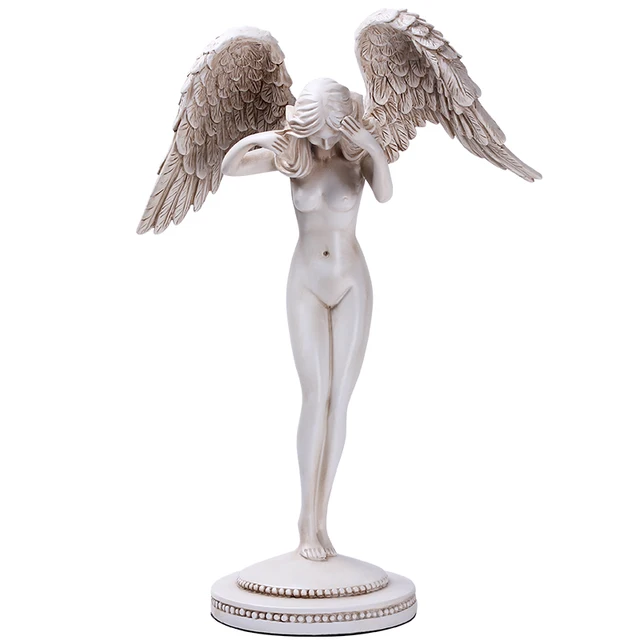 HXL Angel Beauty Body Ornaments Wings Sculpture Sexy Nude Art Decorations Plaster Statue