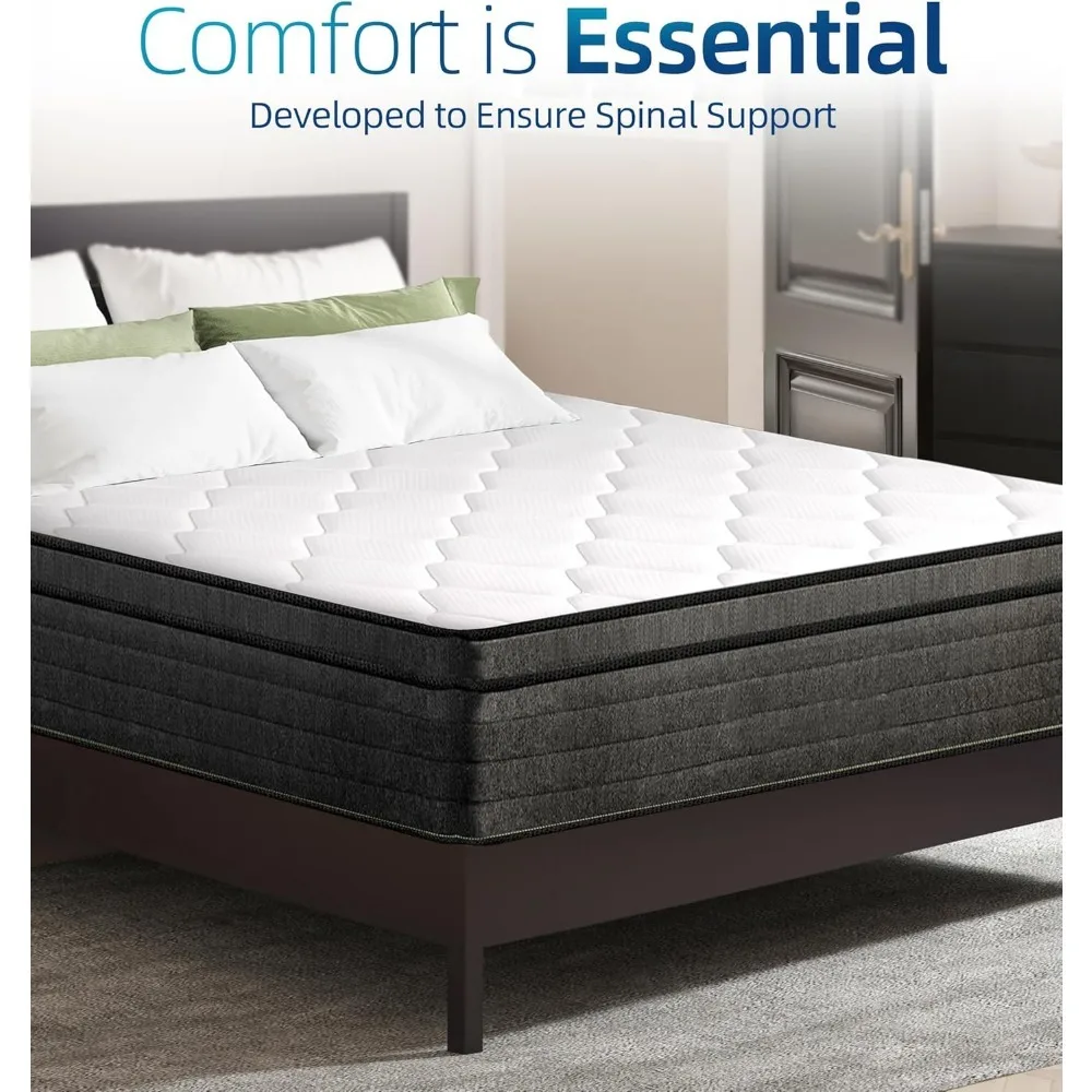 King Size Mattress 12 Inch Hybrid Mattress in a Box with Gel Memory Foam Individually Wrapped Pocket Coils Innerspring 2
