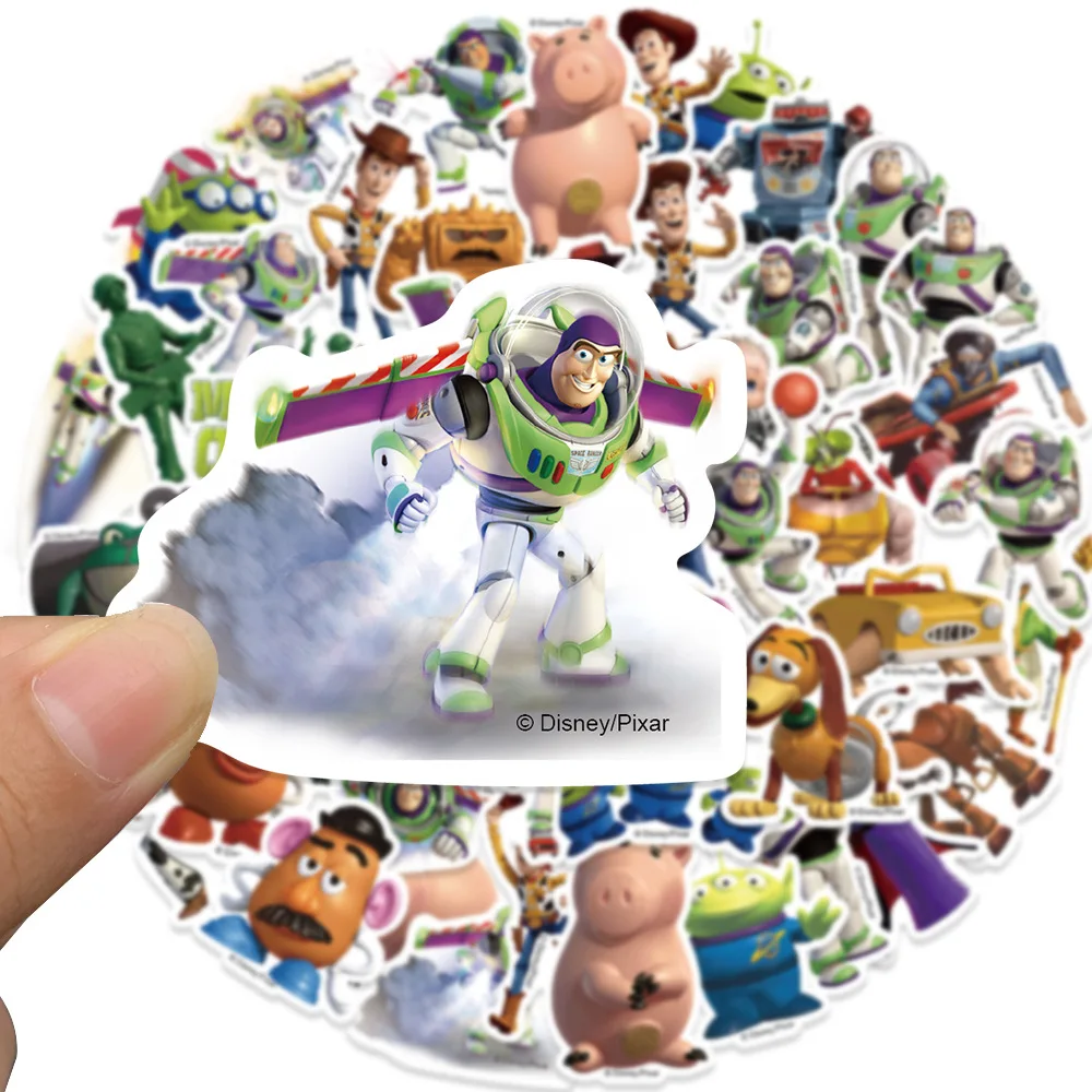 Disney Toy Story Adesivos para Crianças, Filme, Anime, Decalque, Skate, Guitarra, Laptop, Bonito, Kawaii, Pacote de Adesivos, Menina, Menino, Brinquedos, 50Pcs