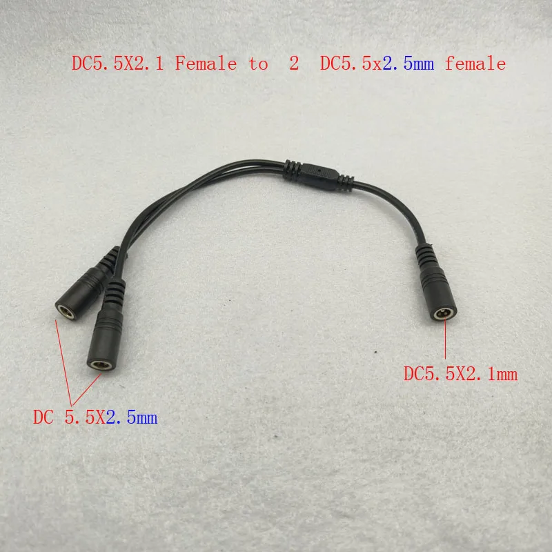 DC 3.5x1.35mm 1 to 2 Power Splitter Cable Way Connector  Extension cord cable  for CCTV Power Supply Adapter 5.5mm*2.1mm
