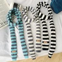 Gypsy Y2K Millennium Style Decorative Scarf Neck Guard Women Narrow Small Stripes Scarves 8*160cm long