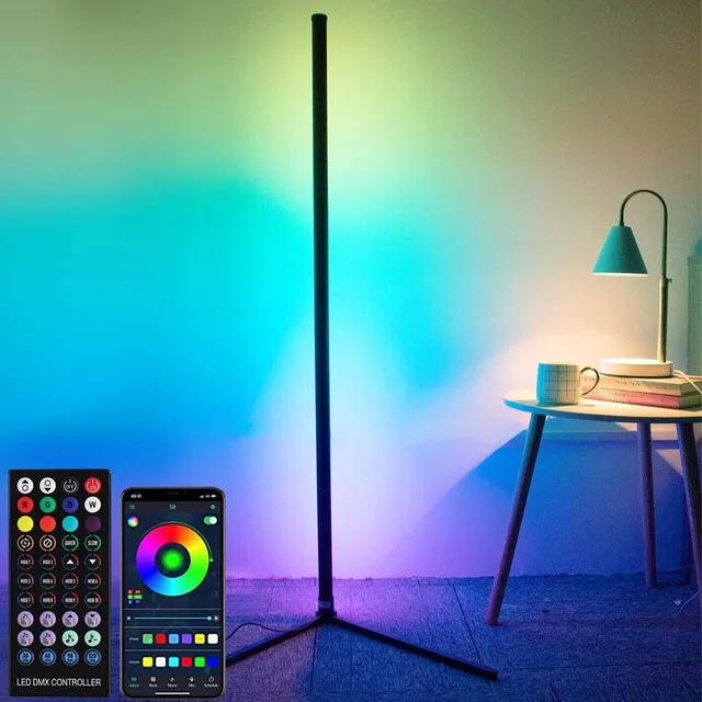 Living Room Dimmable RGB Corner Floor Lamp 160cm Stand Smart APP LED Mood Light for Bedroom Nordic Home Decor Interior lighting