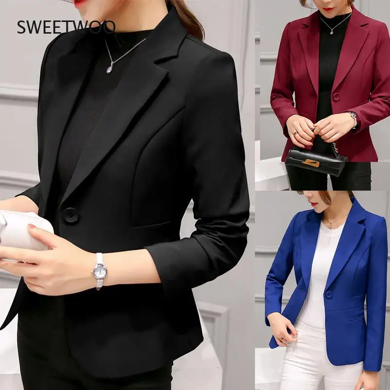 

Women Autumn Spring Jacket Overalls Office Lady Business Suit Slim Coat Outwear Casual Clothing Fashion Solid Overcoat S-2XL