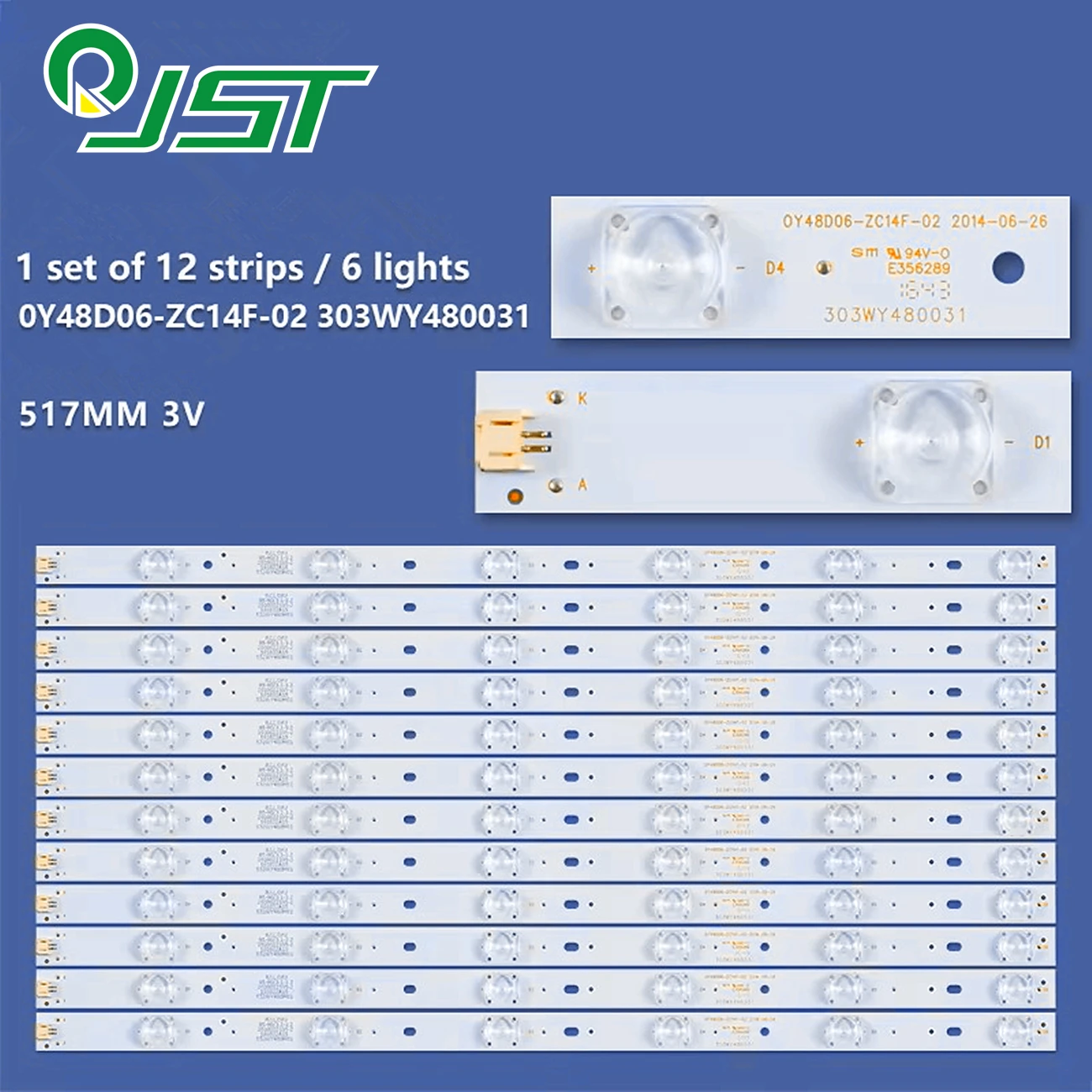 New 12pcs/Kit LED Strips for 48 TV PANDA LE48D19S1 LE48D19S-UD OY48D06-ZC14F-02 0Y48D06-ZC14F-02 303WY480031