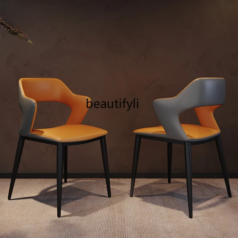 

Italian-Style Light Luxury Dining Chair Home Modern Minimalist Dining Room Dining Table Chair with Armrest Backrest furniture