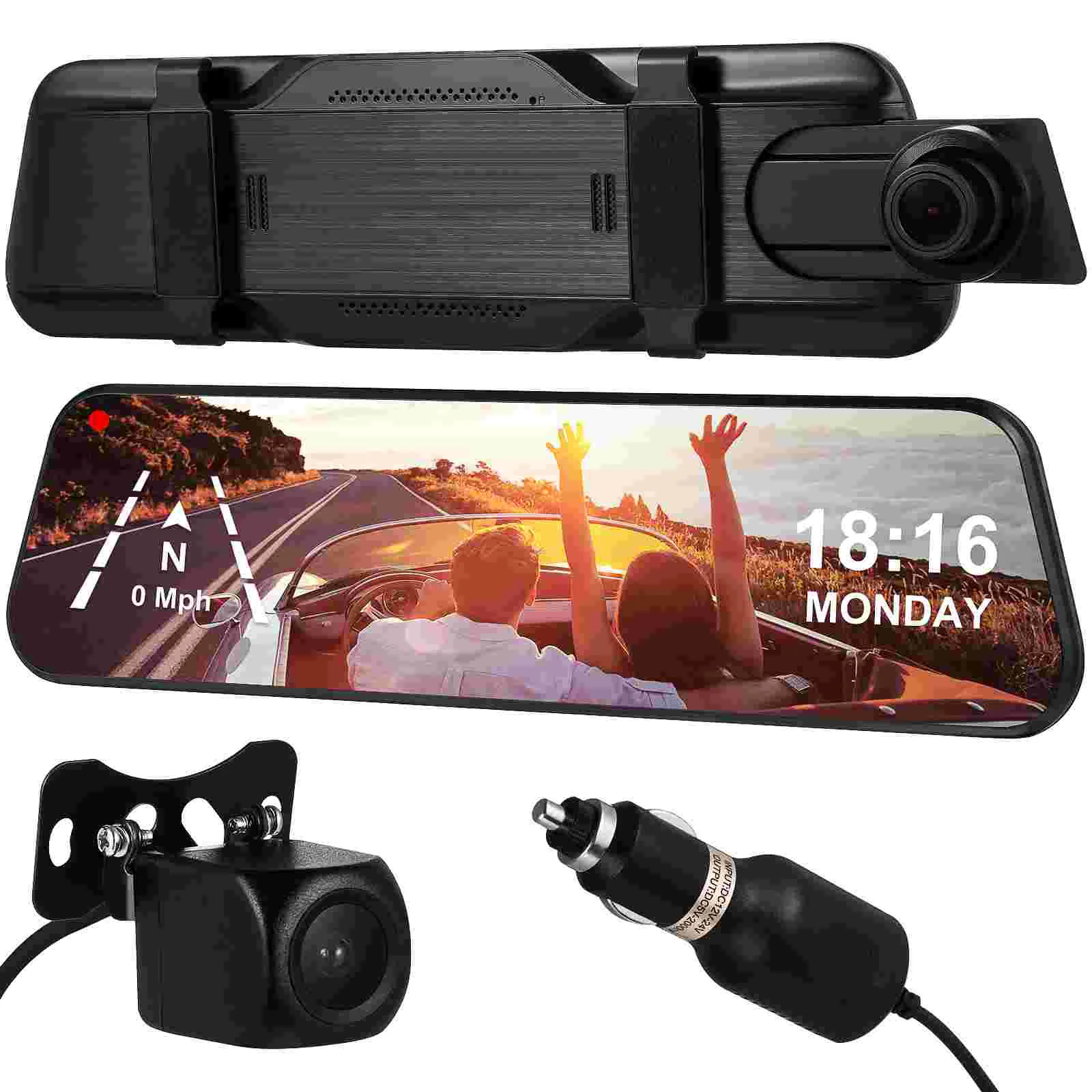 

Streaming Media Driving Recorder Rearview Mirror Dual Lens Reversing Image Full Screen Touch Car Mini