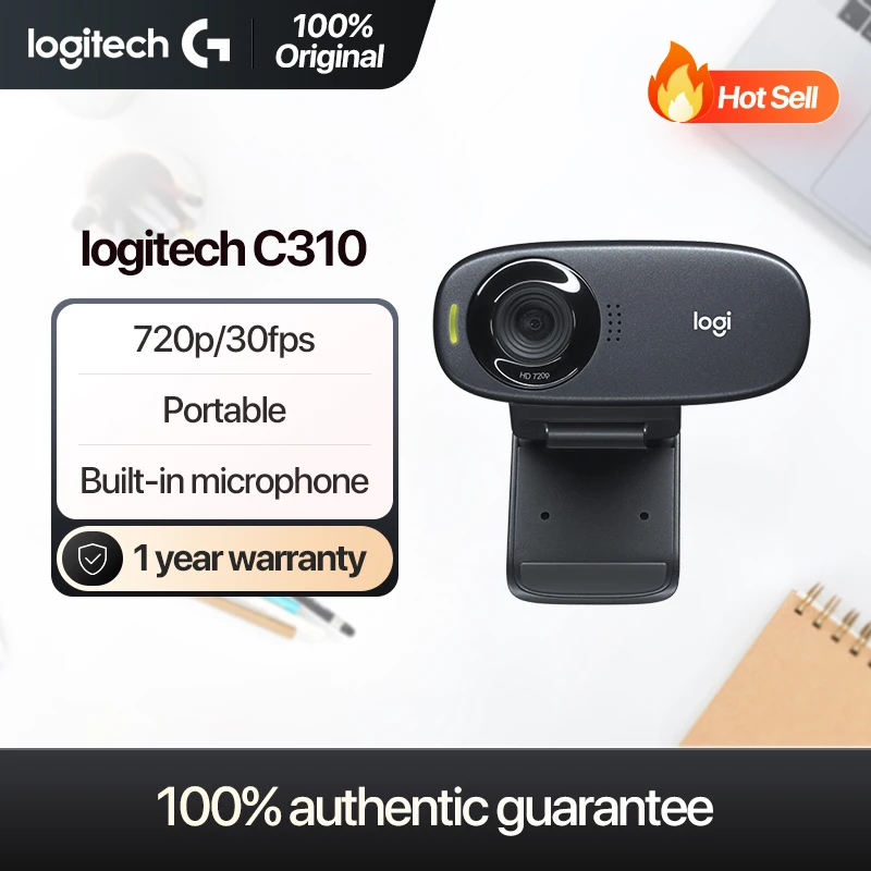 

Logitech Original C310 HD Webcam 720p 5MP Video Photos Built-in MIC Autofocus New Web Live Camera Gaming Camera For PC Laptop