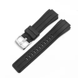 Premium Silicone Watch Strap for Timex Tidal Compass Series (Black - Silver)