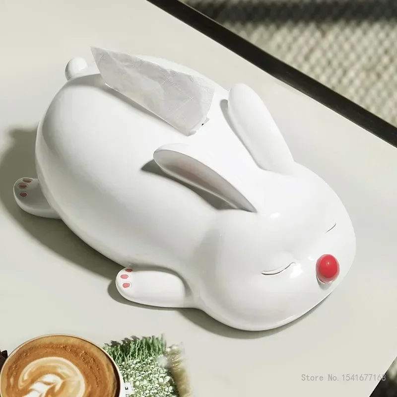 Creative Cartoon Red / White Rabbit Tissue Box, Home, Tea Dining Table Living Room, Bedroom, Decoration, Storage Napkin Box, 1Pc