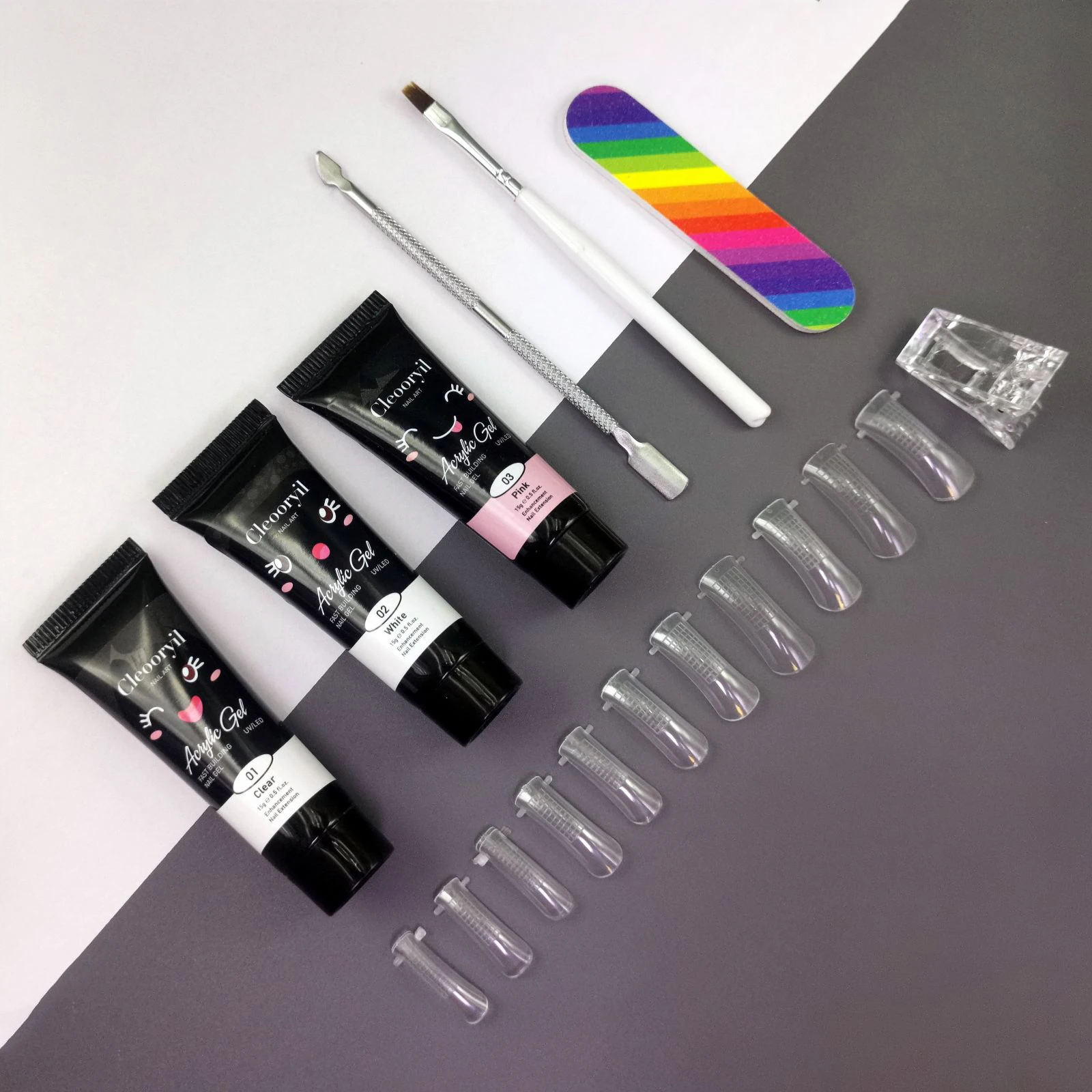 8-teiliges Set 15 ml Nagelverlängerungsgel Semi Permanent Gel Starter Acryl Weiß Klar Nude Poly Builder Gel Nail Art