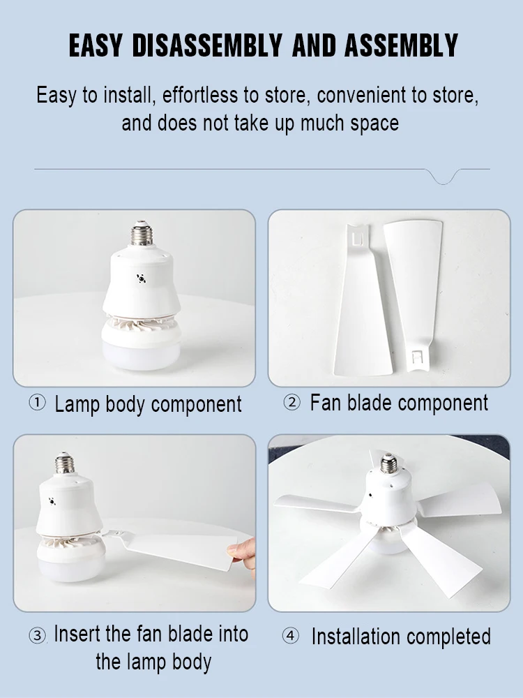 Description Picture 5 of item2-IN-1 PORTABLE CEILING FAN & Lamp,Flower-Shaped Fan LIGHT with Remote Control E27 Ceiling Fan With LED Light And Remote Control