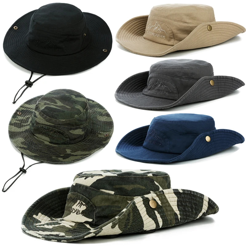 

Military Camouflage Bucket Hat Men Summer Cotton Panama Outdoor Jungle Fishing Sun Cap Hiking Hunting Sport Men‘s Fisherman Hats