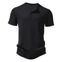 Men's breathable mesh shirt - elastic nylon ice silk fabric, short sleeve, button-down, lightweight moisture absorption, suitabl 1